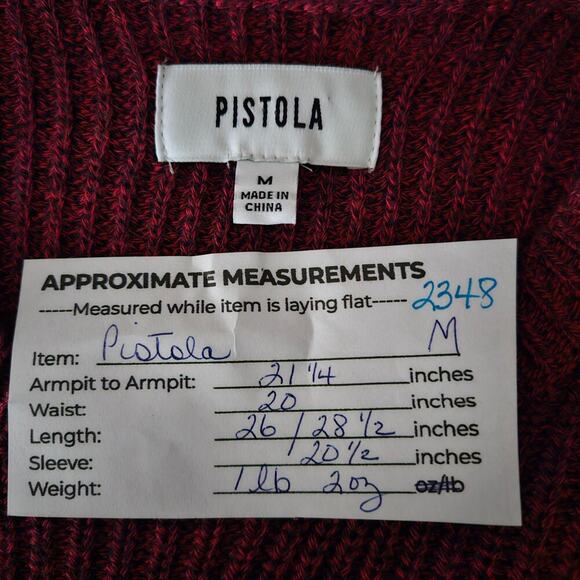 Pistola Womens Sweater Medium Burgundy Distressed Raw Hem Grunge Edgy Cozy Knit - Picture 12 of 13